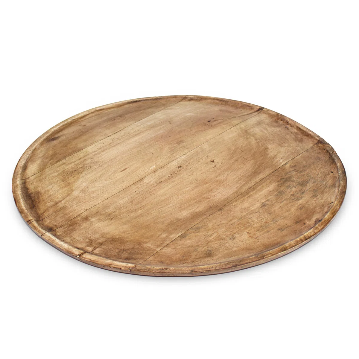 Mangoholz Servierplatte Natur lebensmittelecht - 37cm - Massivholz Dekotablett rund groß - Serviertablett Kerzentablett Tisch Deko Holz Tablett Weihnachten Advent Hochzeit Geschenke Dekoration