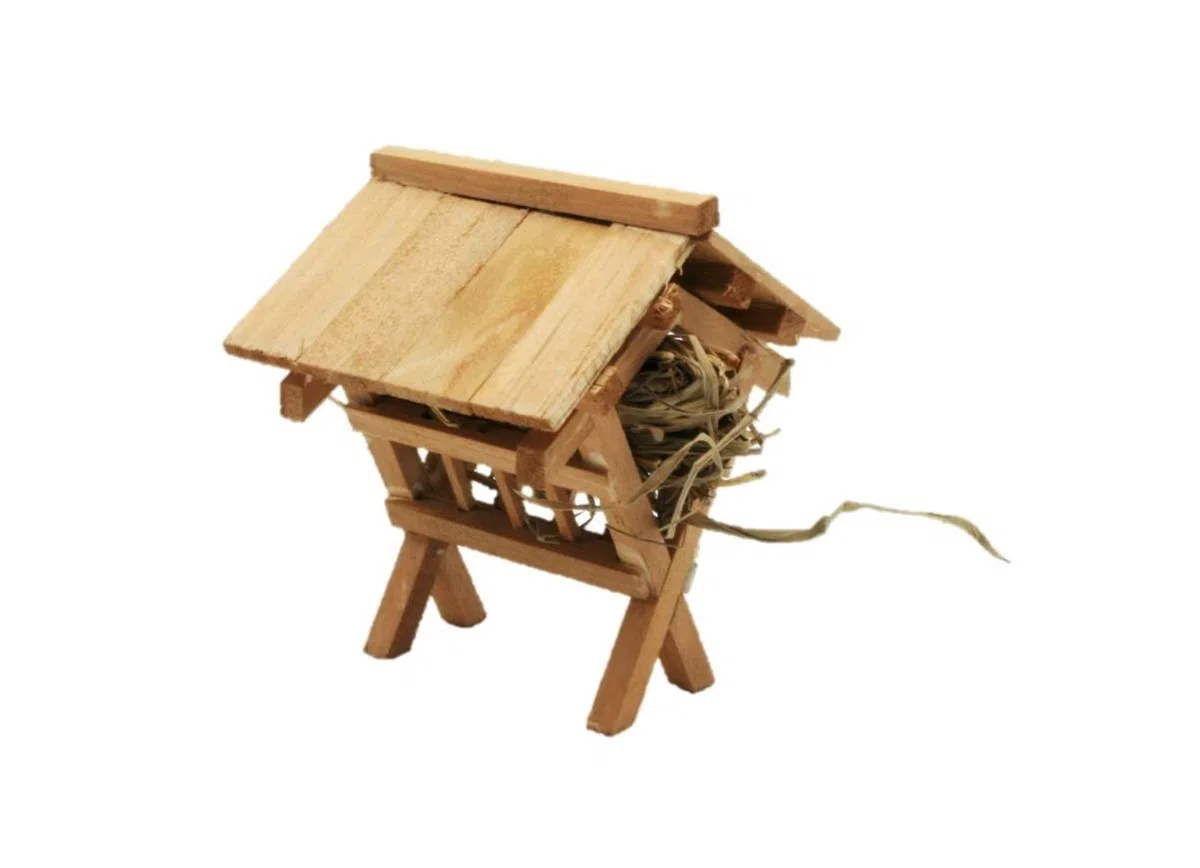 Unbekanntes Holz Zubehör in braun für Krippenset, 6-teilig, inkl. Brunnen/Holzstapel