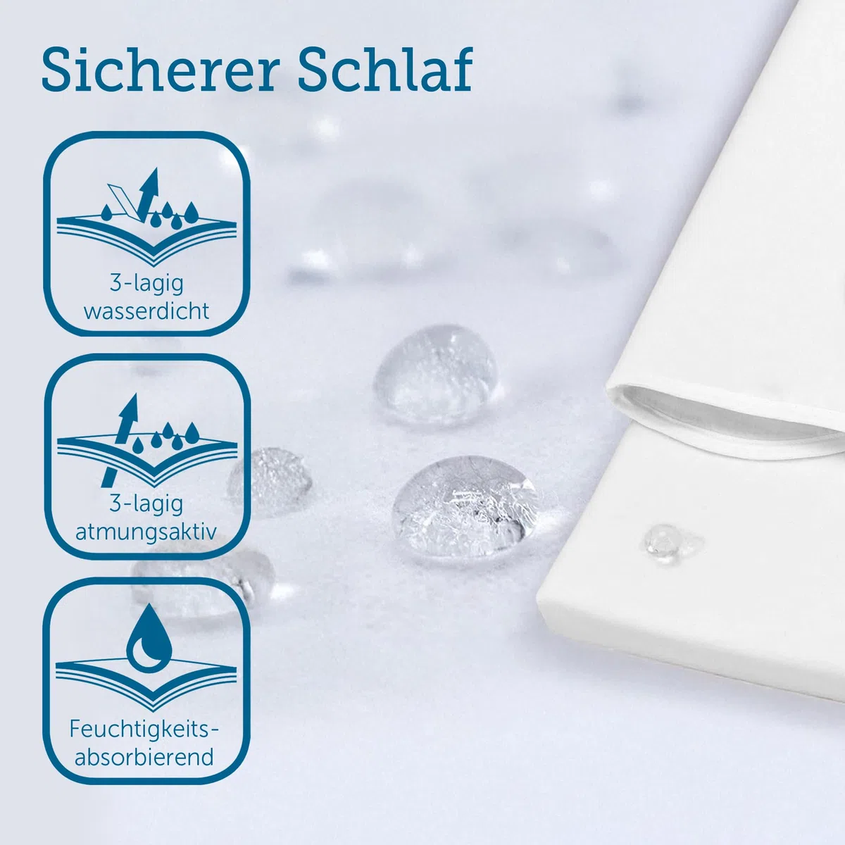 SETEX Wasserdichter Molton Matratzenschutz, 3-lagig, 90 x 200 cm, Matratzenschoner aus 100% Baumwolle, Generation, Weiß
