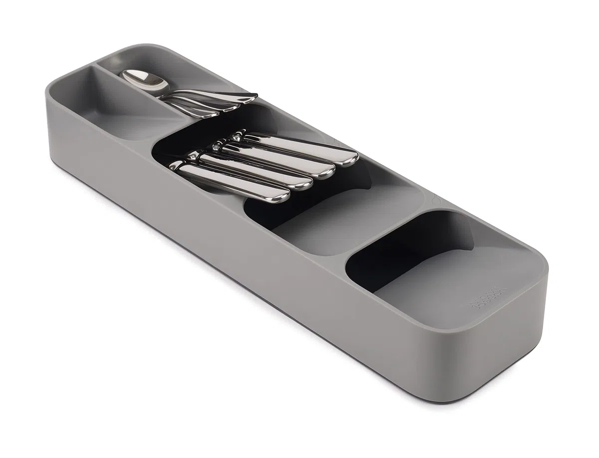 Joseph Joseph Drawer Store - Kompakter Besteckschubladen-Organizer, 5 Fächer, für 24+ Teile - Grau
