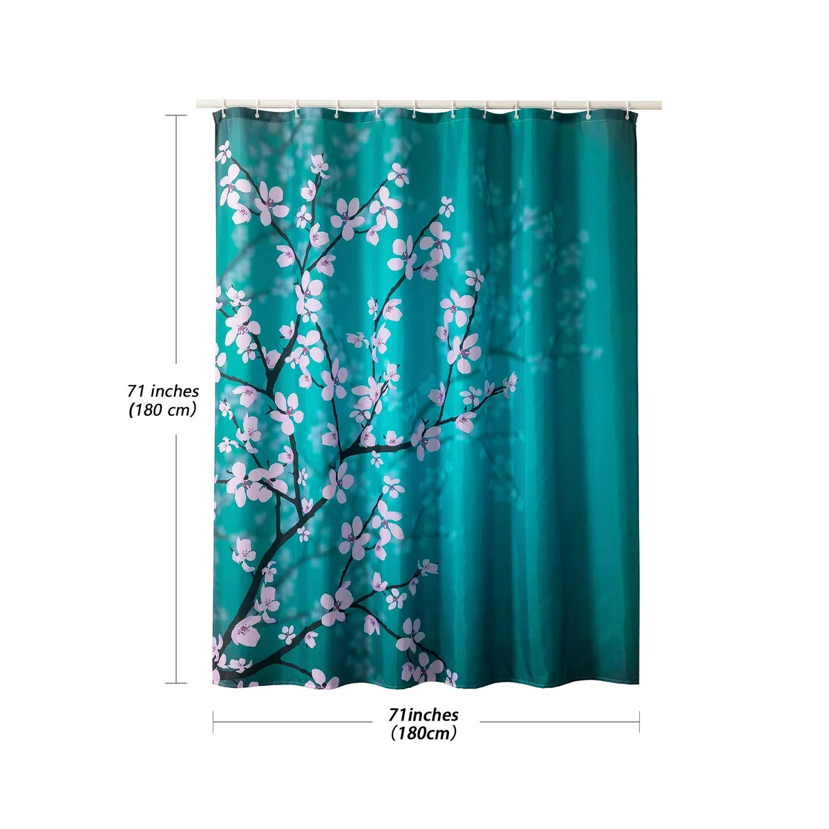LIGICKY Japanischer Stil Duschvorhang für Badezimmer Durable Wasserdicht Stoff Duschvorhänge für Home Decor 180 x 180 cm, Pflaume auf blauem Hintergrund Set mit Duschvorhangringen