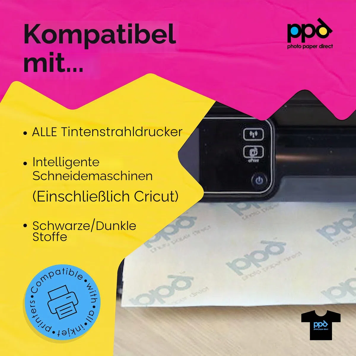 PPD 20xA4 Inkjet Premium Transferpapier für Dunkles Textil, Bügeleisen und Transferpresse PPD-4-20
