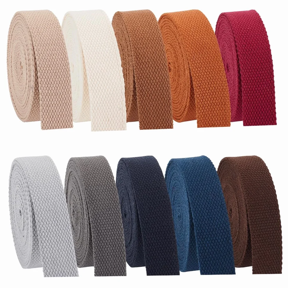 PH PandaHall 25mm Baumwolle Gurtband, 10 Farben Polyester Baumwollgurtband Riemen Gurtband Taschengriffe Für Tote Bag Riemen, Stoffgürtelherstellung, Outdoor Zubehör, Bastelbedarf 28.8m