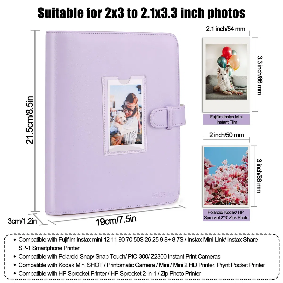 Fotoalbum mit 256+1 Taschen kompatibel mit 3 Zoll Film- kompatibel mit Fujifilm Instax Mini 12 11 9 8 25 70 instax Mini Film LiPlay 2 Link2 3, Polaroid Snap, Kodak Sofortbilddrucker