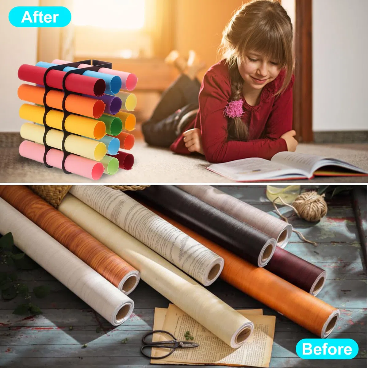 QUARKZMAN Vinyl Rollen Aufbewahrungs Regal 1 Set Acryl Vinyl Rollen Halter für Bis Zu 15-Loch Vinyl Organisation für Bastel Raum Vinyl Rollen Geschenk Papier Schwarz