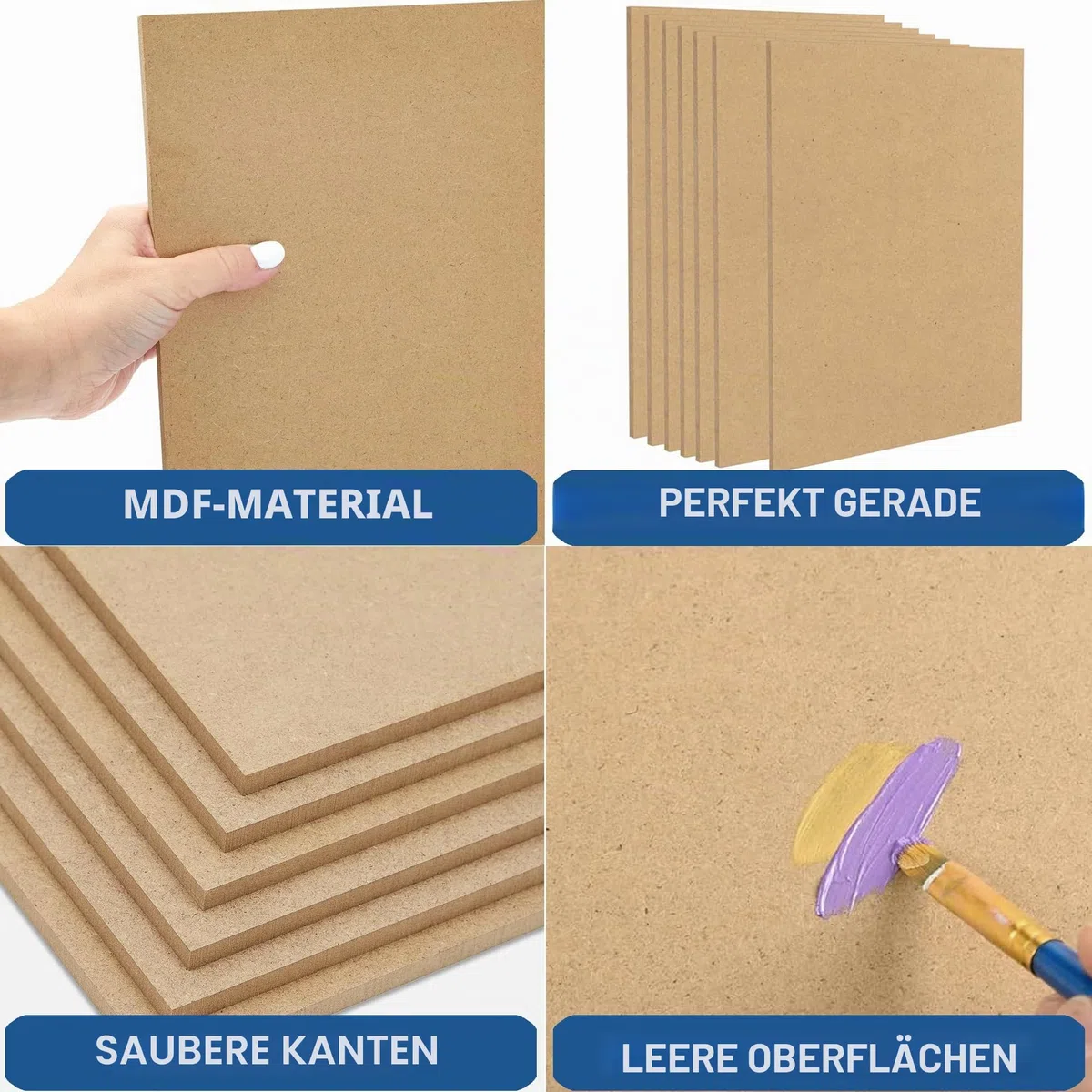 Acidea MDF-Holzplatte für Basteln, A3-2 mm dicke MDF-Platten, 42 x 30 cm, mitteldichte Faserplatte, unbehandeltes Holz, Masonitplatte, leere Hartfaserplatten, Spanplatten für Heimwerker, Malerei