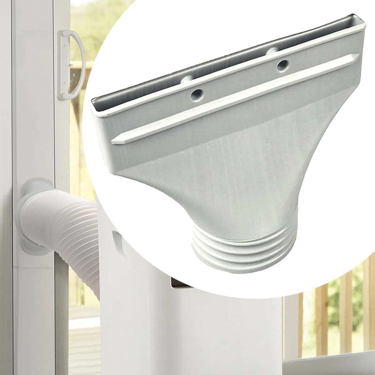 Fensterabluftanschluss, Abluftschlauch KlimageräT Fenster, schlankes 2 cm Profil für Kippfenster – inkl. Verriegelungslaschen für Klimaanlage, Growzelt & Trocknerschlauch