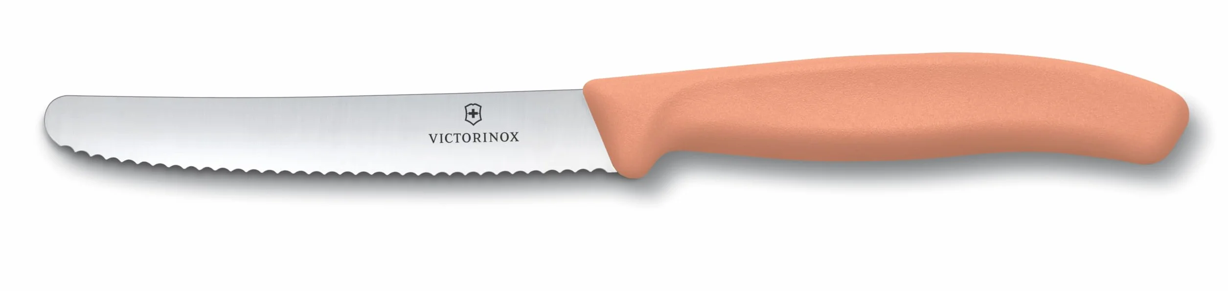 Victorinox Swiss Classic Frühstücksmesser, Brötchenmesser, Set 4teilig, Scharfe Klinge, Wellenschliff, 11 cm, Rostfreier Stahl, Pink, Orange und Gelb