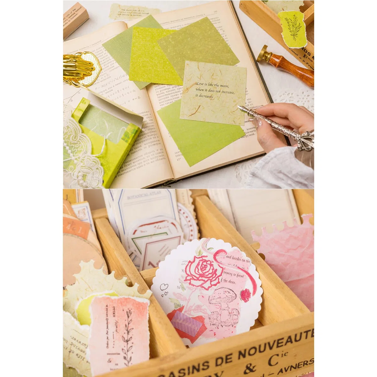 600 Blatt Vintage Scrapbook Papier, MaehSab DIY Journaling Supplies Dekorative Bastelpapier Ästhetische Schreibwaren Scrapbooking Papier für DIY Bullet Journal Junk Supplies,8x8CM
