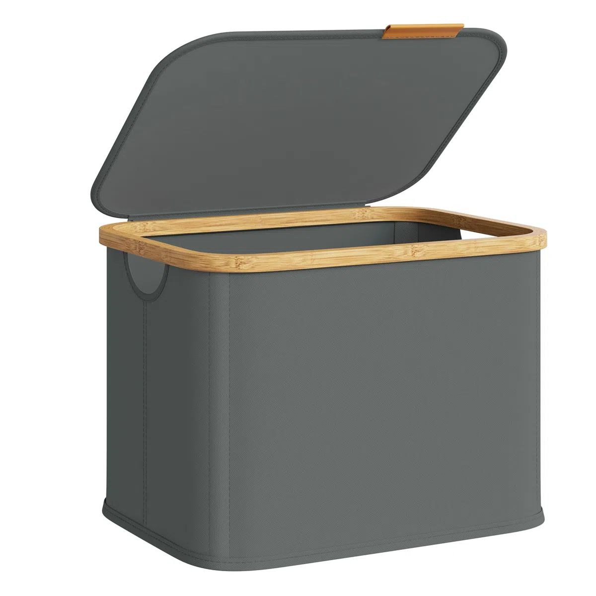SONGMICS Wäschekorb mit Deckel, Wäschesammler platzsparend, Oxford-Gewebe, zusammenklappbar, Bambusrahmen, für Waschküche, Schlafzimmer, Wohnzimmer, 40 L, 42 x 32 x 30 cm, schiefergrau LCB516GN01