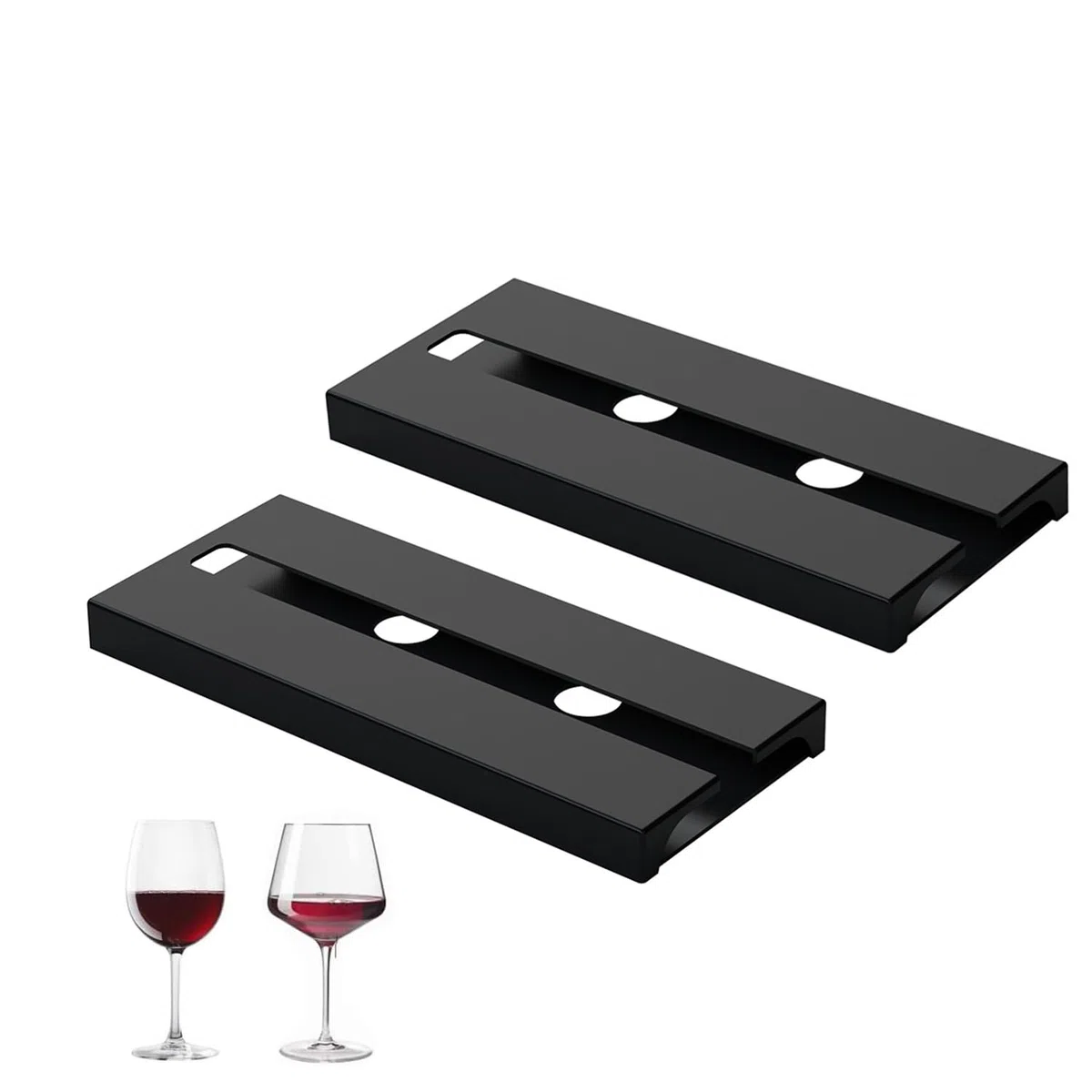 2 Stück Hängender Weinglashalter, Schrank Weinglashalter, Stemware Rack Weinglashalter, Stemware Racks, Kein Stanzen Weinglashalter, für Familie Restaurant Hotel Bar (Schwarz)