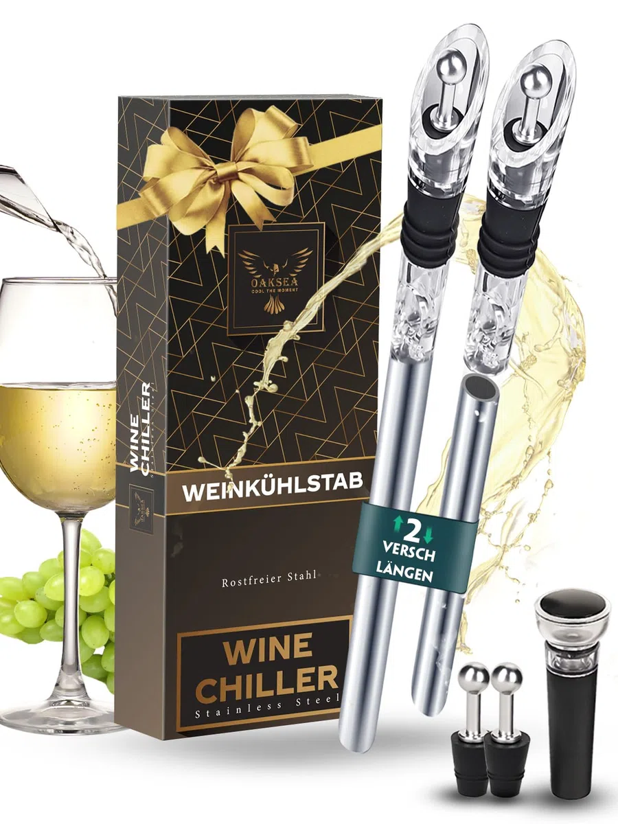 OAKSEA 7-in-1 Weinkühlstab Weihnachtsgeschenke, Weinkühler Geschenke für Männer Frauen Weihnachten, Ideales Adventskalender Geschenk für Weinliebhaber, Flaschenkühler Wein-Zubehör Wichtelgeschenke