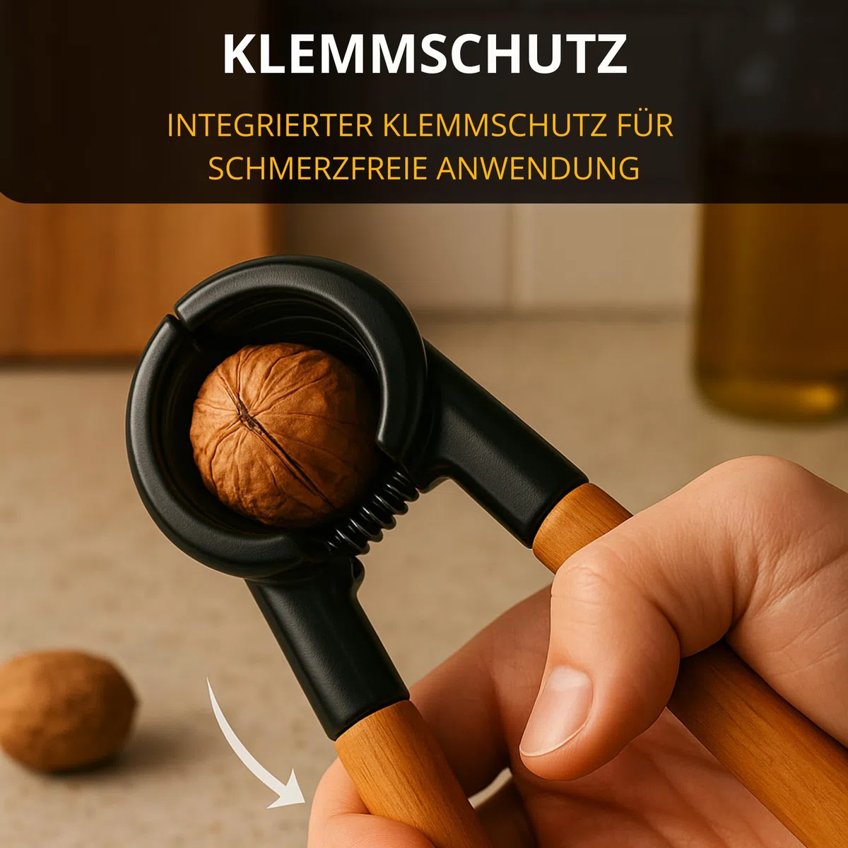Thiru Nussknacker mit edlem Holzgriff 16cm - 100 Tage risikofrei testen - Walnussknacker für Hasel-, Paranüsse - ohne Kernzerquetschung - inkl. E-Book mit Rezepten - Leichte Kraftübertragung