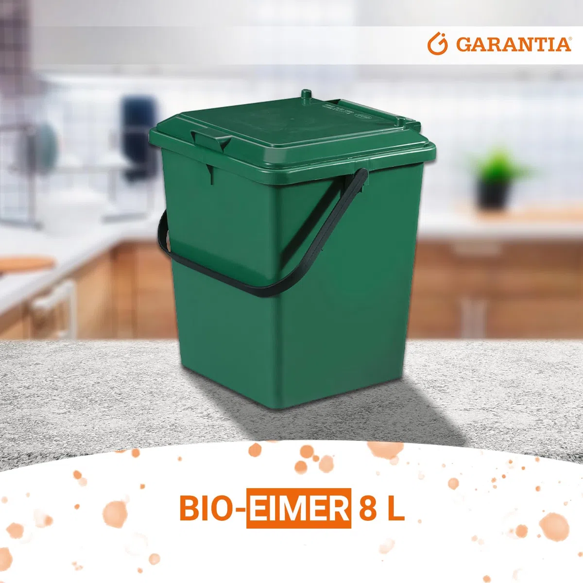 GARANTIA Bio-Eimer 8 Liter grün - Biomülleimer Küche, Komposteimer Küche, Bio Mülleimer, Komposter, Abfall & Recycling, Küchenabfalleimer, Biomüll, Biomülleimer Küche Klein, Kompost, Bioeimer
