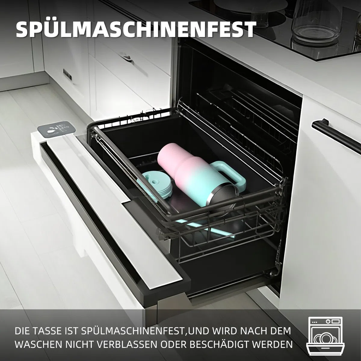 WATERSY 1.2L Thermobecher mit 2 Strohhalmen, Trinkbecher Auslaufsicherer Kaffeebecher To Go Vakuum-Isoliert mit BPA frei Schraubdeckel, Trinkflasche Kühlt 12 Stunden,Bonbonrosa