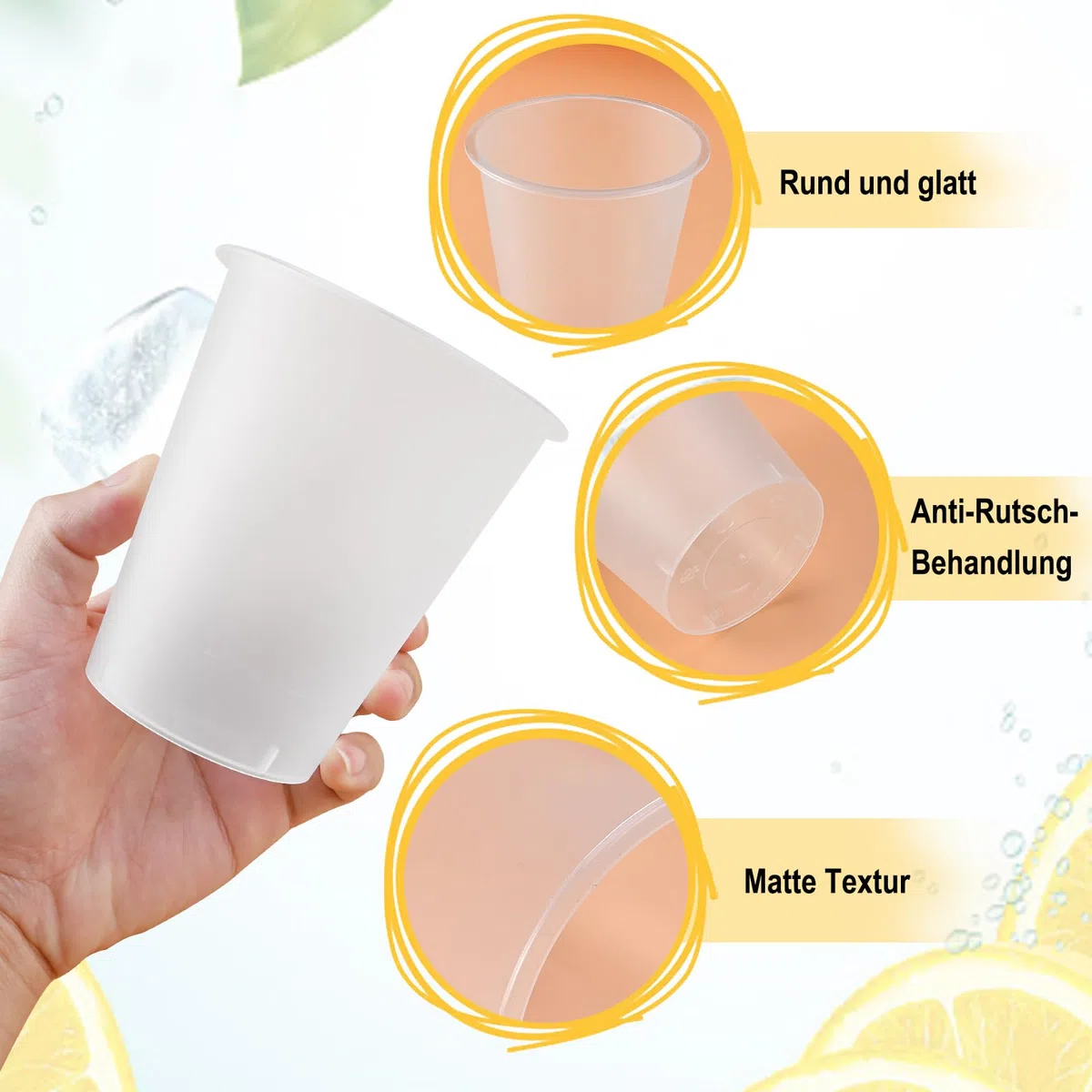 Herboom 50Stück Plastikbecher, Wiederverwendbare 360ml Mattierte Plastikbecher, Partybecher Set für Getränkepartys, Geburtstag, Hochzeit, Weihnachten