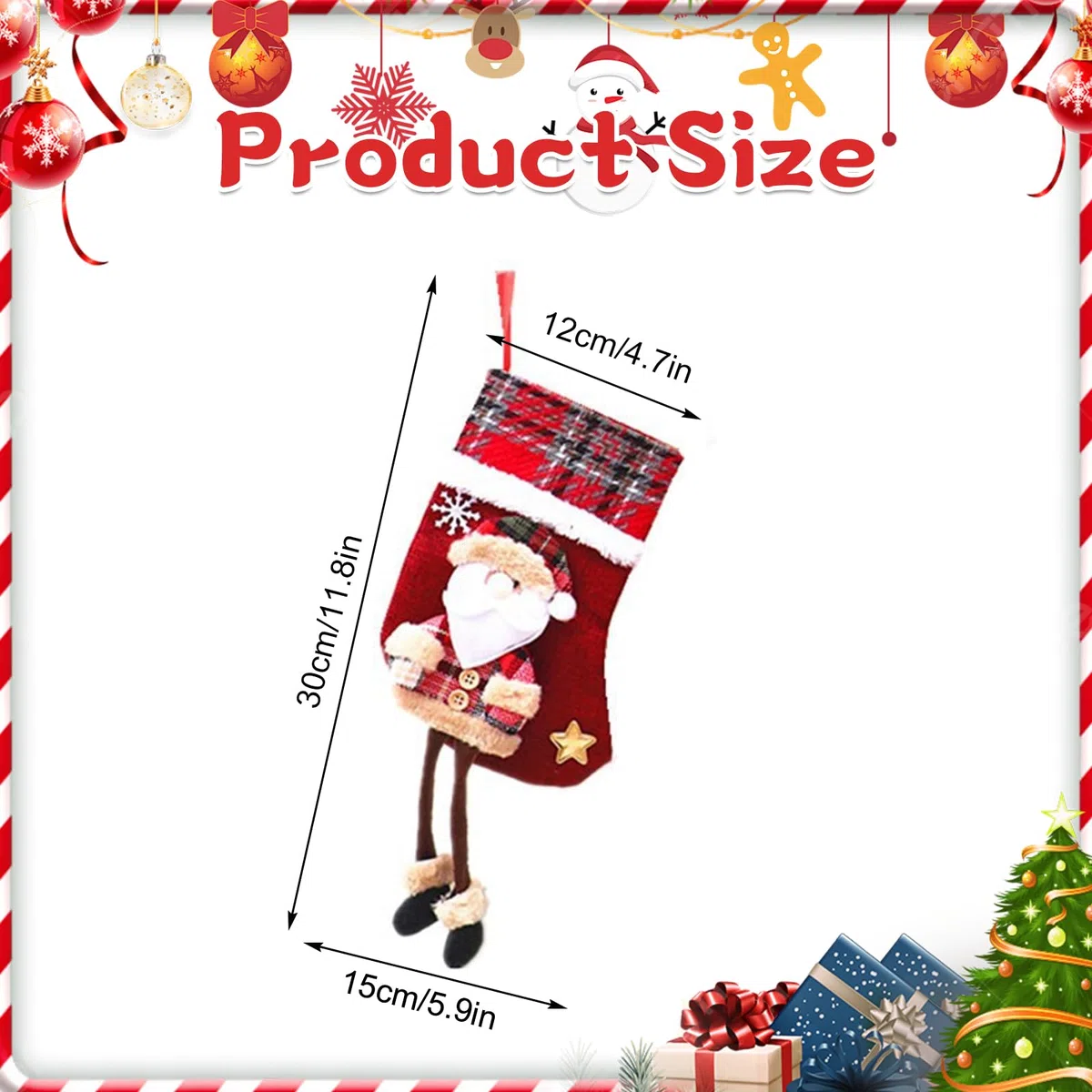 Nikolausstrumpf klein 4 STK Nikolausstiefel Personalisiert 3D Weihnachtsstrumpf Geschenkbeutel Weihnachtssocken zum Befüllen zum Aufhängen für Weihnachten Kamin, Schaufenster
