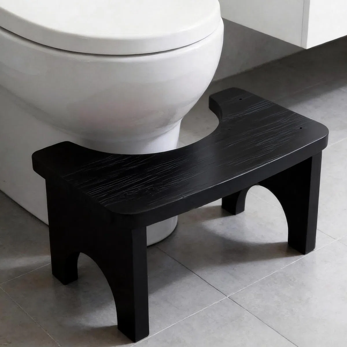 Ergonomischer WC-Hocker mit Natürlichem Design: 37 x 20 x 17 cm Stabiler Bambus Toilettenhocker für Erwachsene, Gesunder und Tragbarer Klohocker, rutschfeste Sitzhaltungshilfe bei Verstopfung