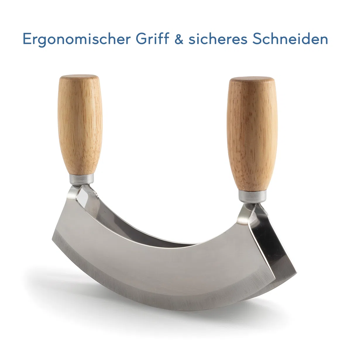 Hanseküche - Kräutermesser Wiegemesser Zweischneidig 17,5 cm – Spezialklingenstahl – Küchenklinge zum Feinen Zerkleinern, Hacken & Schneiden von Kräutern