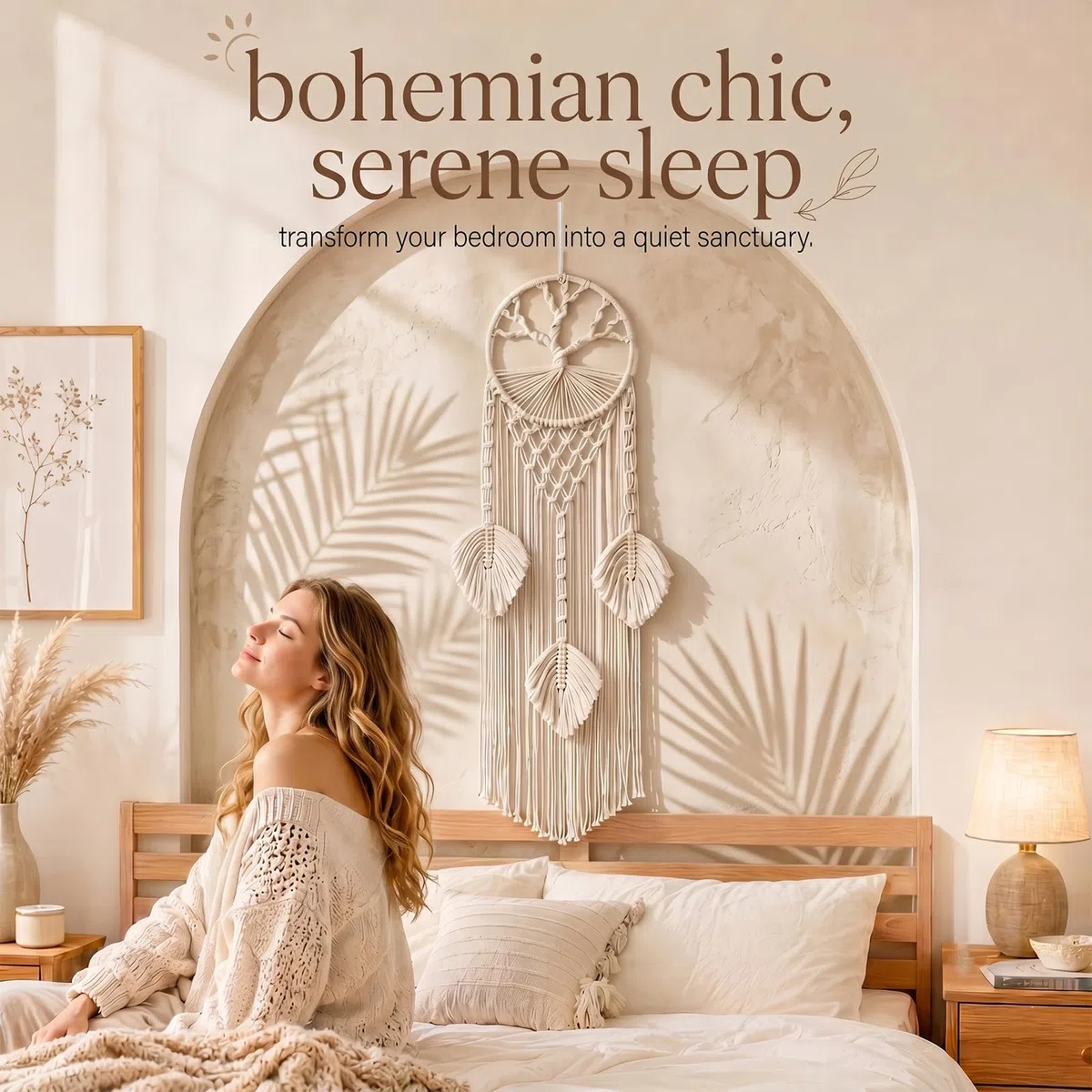 Yuragim Makramee Traumfänger Wandbehang, Baum des Lebens Traumfänger Makramee, Handgemachter Boho Wandtraumfänger Quasten Dekoration Wohnkultur Ornament Bastelgeschenk für Schlafzimmer Wohnzimmer