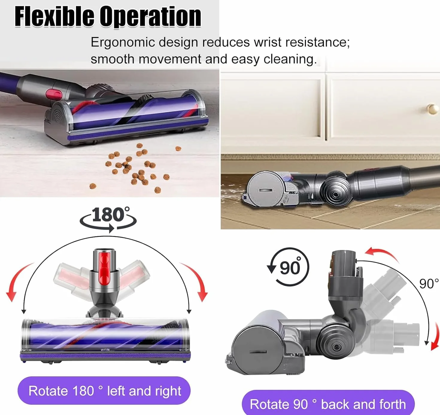 Bürste kompatibel für Dyson V7 V8 V10 V11 V15 Staubsauger Animal Absolute Modelle, Zubehör für Ersatzteile für Reinigungskopf, elektrischer Kopf für Hartholzteppiche