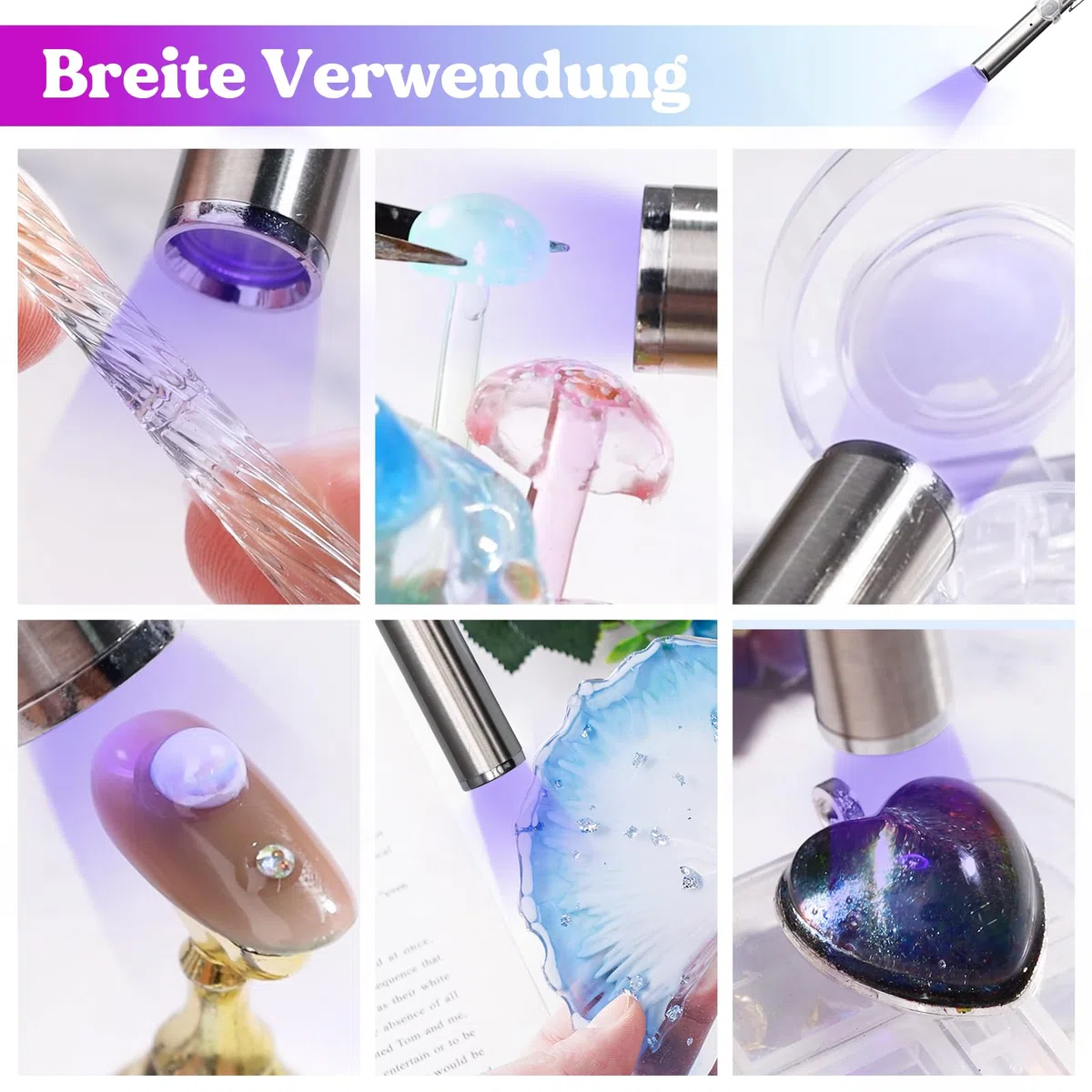 LET'S RESIN UV Resin Set mit UV Lampe, 30g UV Kleber mit lampe, Kleben & Aushärten in Sekunden, Schmuck UV Harz für Kunststoffreparatur, Glaslicht, Basteldekor