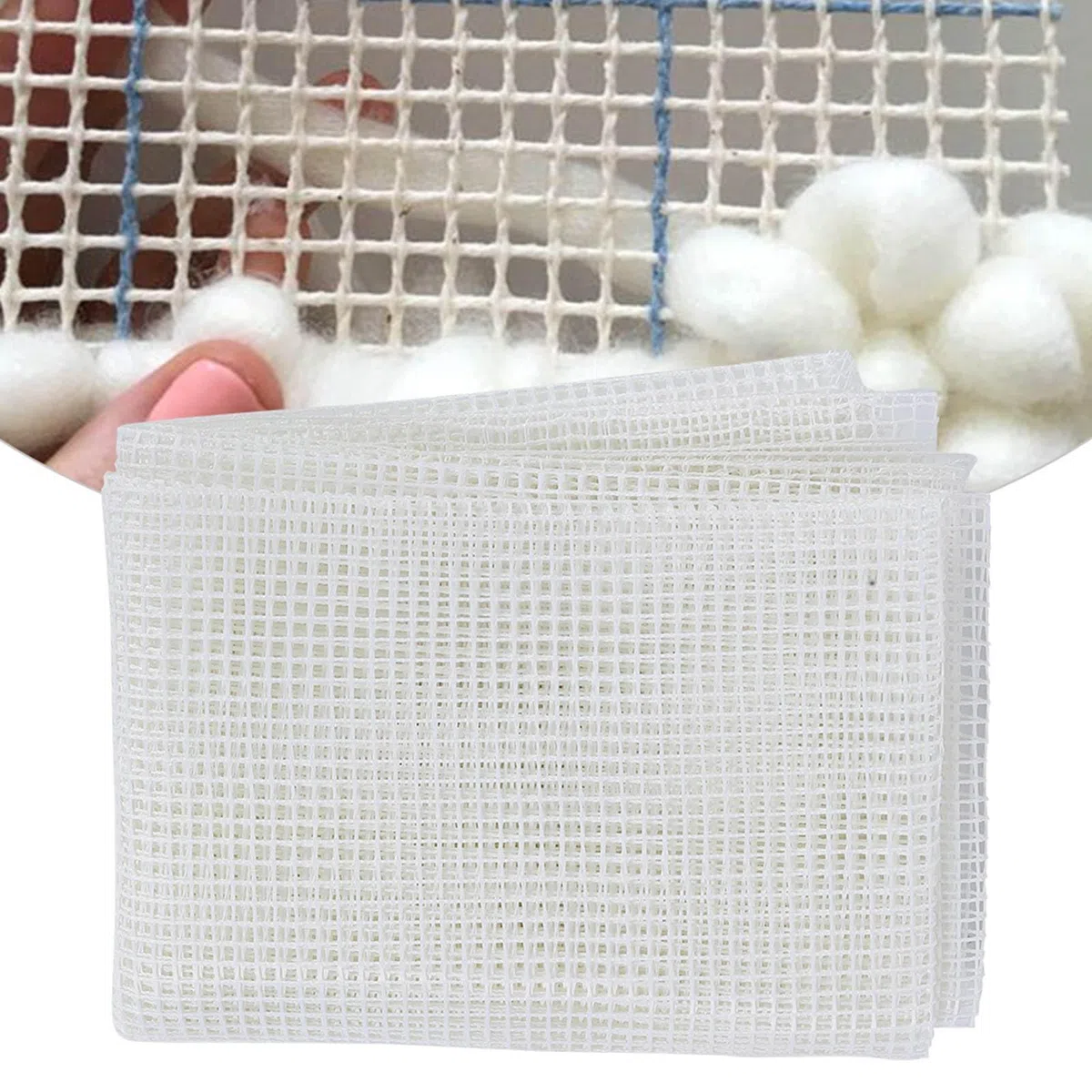Bulk Teppich Hooking Mesh Latch Hook 150x100cm mit Holzgriff | Glasfaser Häkeln Mesh für DIY Teppichherstellung Teppich Stickerei Werkzeug für Wandteppich und Bodenbelag