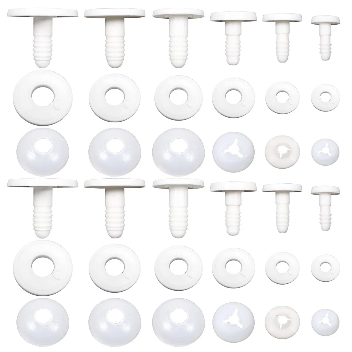 TOAOB 16 Sätze Puppen Gelenke Weiß Kunststoff Puppengelenke Tiergelenke 15mm bis 40mm Gelenkscheiben DIY Puppe Herstellung Zubehör für Marionette Häkeltiere Bastelbedarf