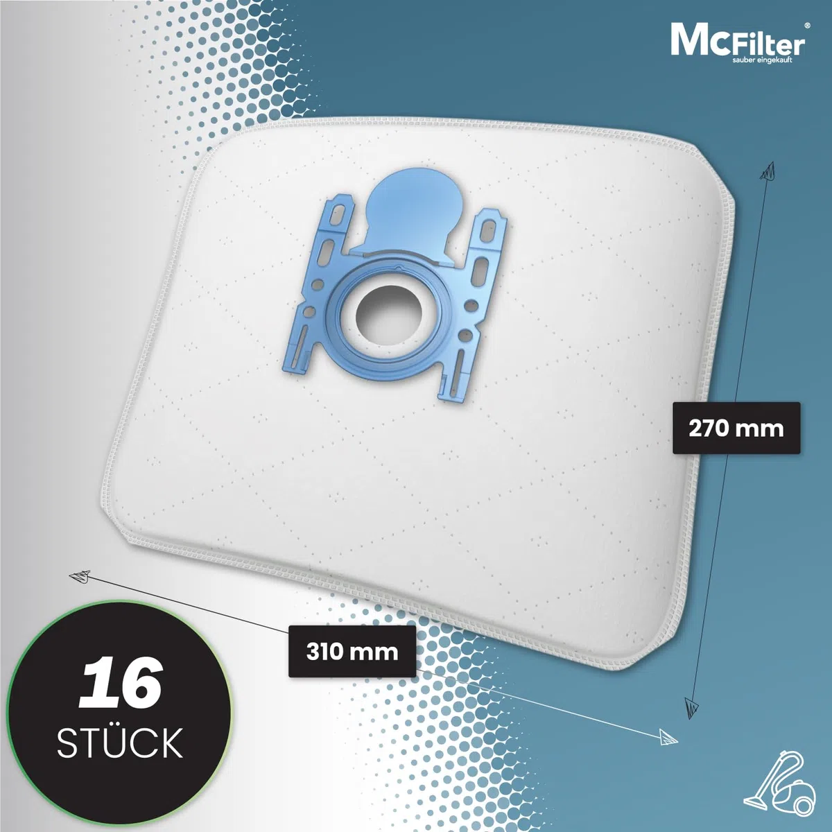 McFilter I 16 Staubsaugerbeutel kompatibel mit Siemens Typ G All VZ41FGALL / VZ16GALL Serie VS06 Q2.0 Q3.0 Q5.0 Q8.0 VSQ5 VSQ8 Z 2.0 Z 3.0 Z 5.0 Z 7.0 synchropower I mit Staubverschluss I inkl. Filter