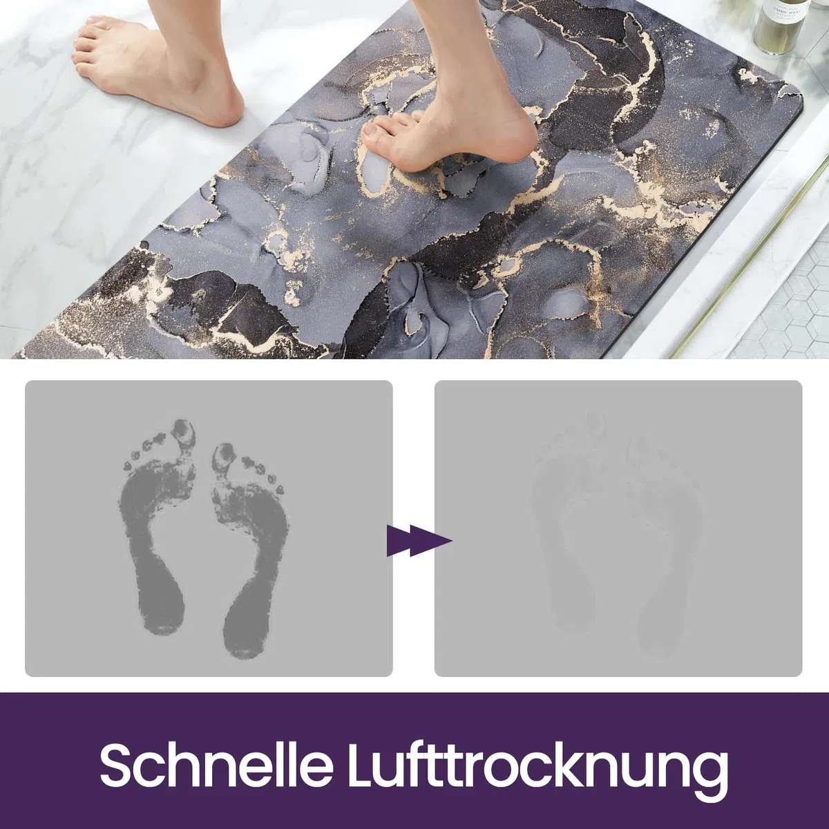 DEXI Badematte rutschfest 40 x 60 cm, Super Absorbierende Badezimmerteppich, schnelltrocknende Badvorleger, Waschbar Duschvorleger für Dusche, Badewannen und Badezimmer, Dunkelgrau
