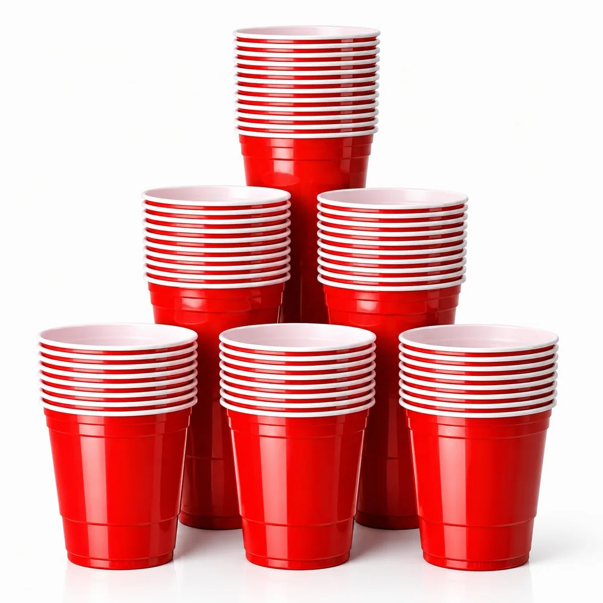 Red Cups extra stark – 473 ml / 16 oz Beer Pong Becher, wiederverwendbare Partybecher, rote Plastikbecher für Bierpong, Partys, Festivals, JGA, Camping (250x)