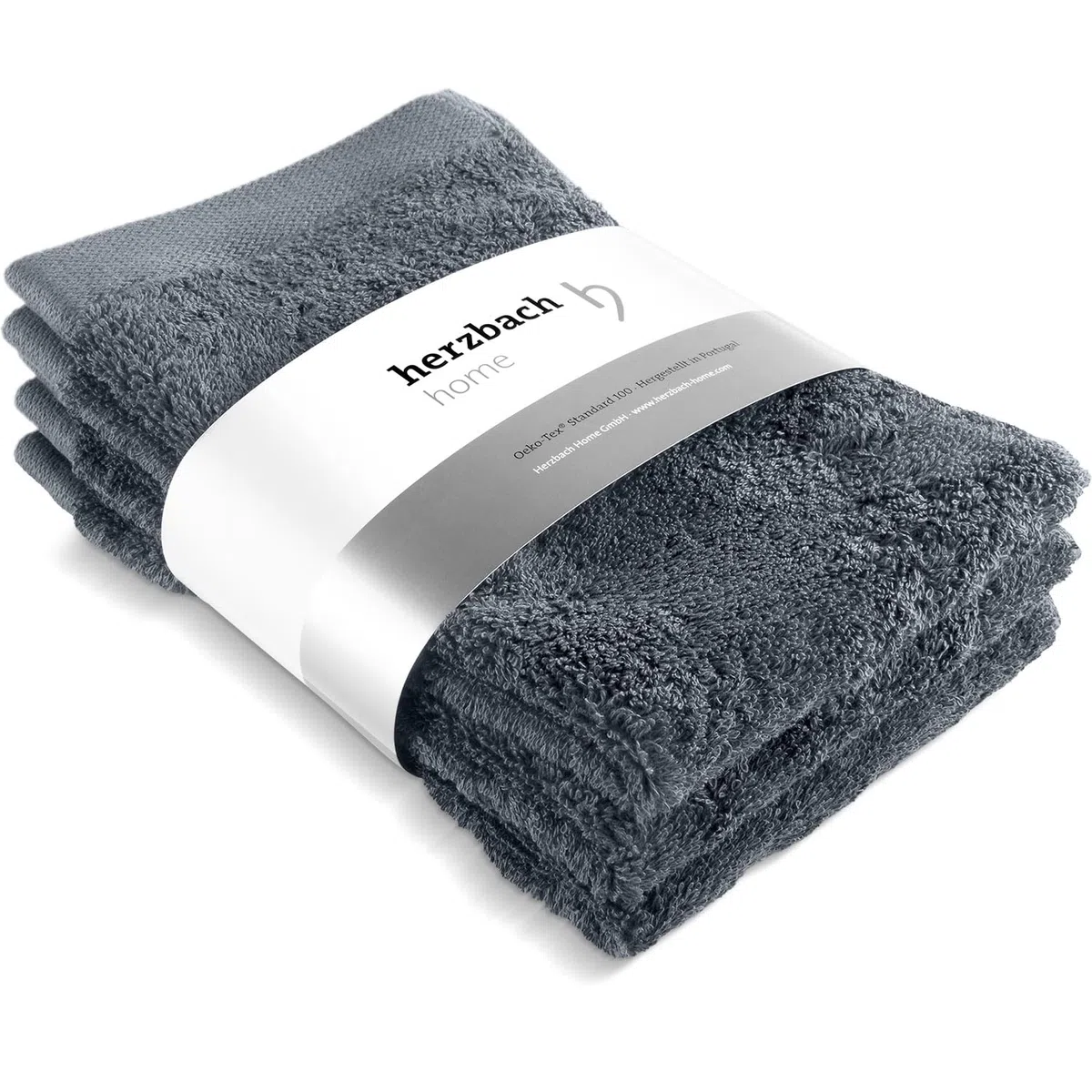 herzbach home Gästehandtuch 3er Set 30 x 50 cm (Anthrazit) – Hochwertige, weiche & saugstarke Gäste-Handtücher in Premium-Qualität – 100% natürliche Baumwolle
