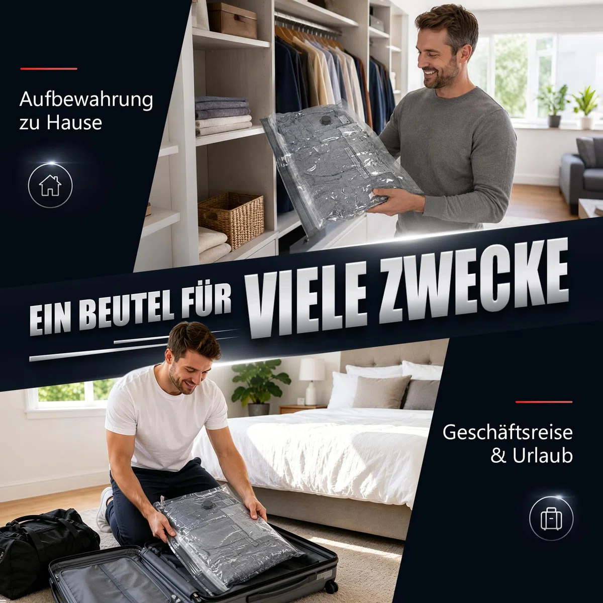 Accenter Vakuumbeutel für Kleidung mit Pumpe – praktisches Reise-Gadget, geeignet als Koffer-Organizer und Aufbewahrungstasche für Reise, Umzug und die Aufbewahrung unter dem Bett,9-teilig