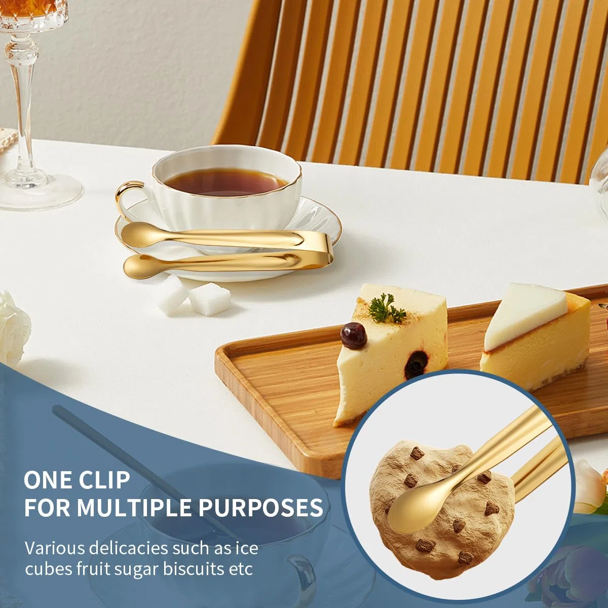12er Set Eiszange Zuckerzange Edelstahl Zuckerzange Candybar Eiswürfelzange Klein Servierzange für Zuckerwürfel, Eiswürfel, Salat, Party Kaffee Bar Küche (Gold, 15cm)