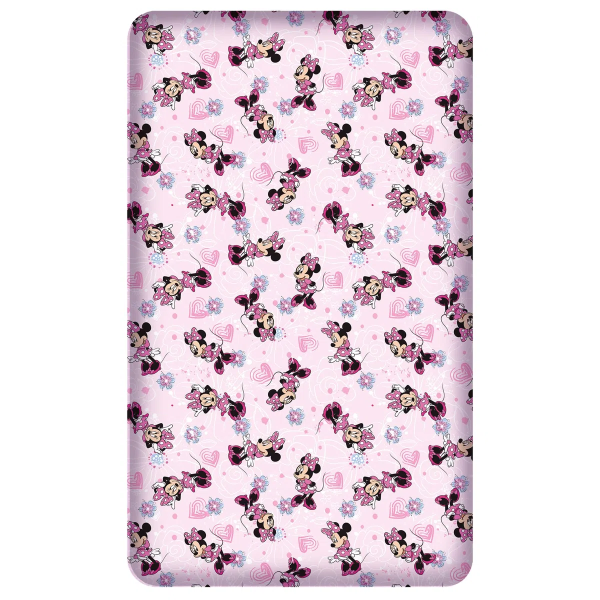 Minnie Mouse Spannbettlaken Flower Pink Rosa 90/100 cm x 190/200 cm 100% Baumwolle Minnie Maus Disney Mickey Sweet Love Spannlaken Bettlaken Laken Spannbetttuch passend zur Mädchen Bettwäsche