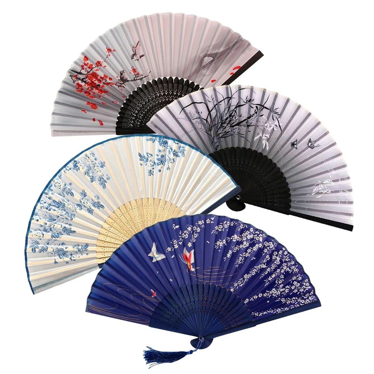 4 StüCk Faltbare FäCher HandfäCher, Chinesische FäCher TaschenfäCher, Tragbarer KlappfäCher, FüR Tanz, Party, Hochzeit Geschenke, DIY Dekoration, Haus Dekorationen