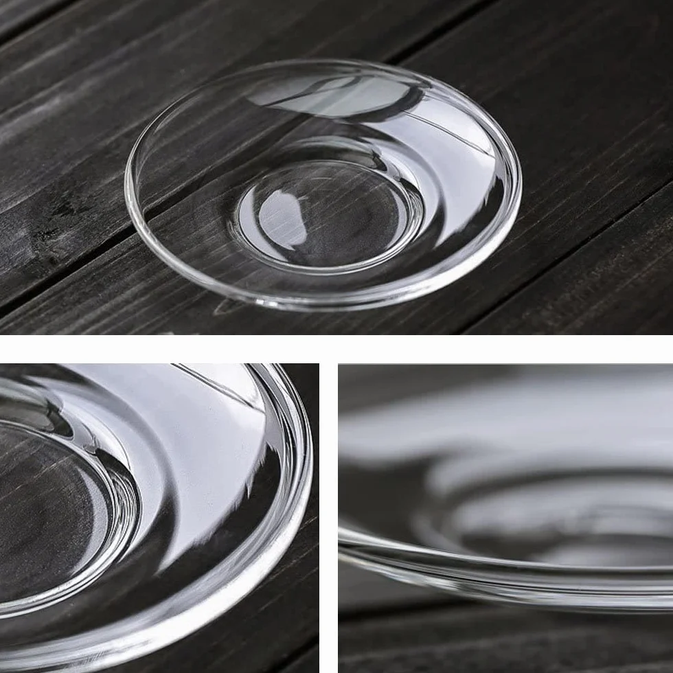 12cm Glas Untertasse Set Ideal für Familien-Tee-Service, Packung mit 4 (4* Untertasse Groß)