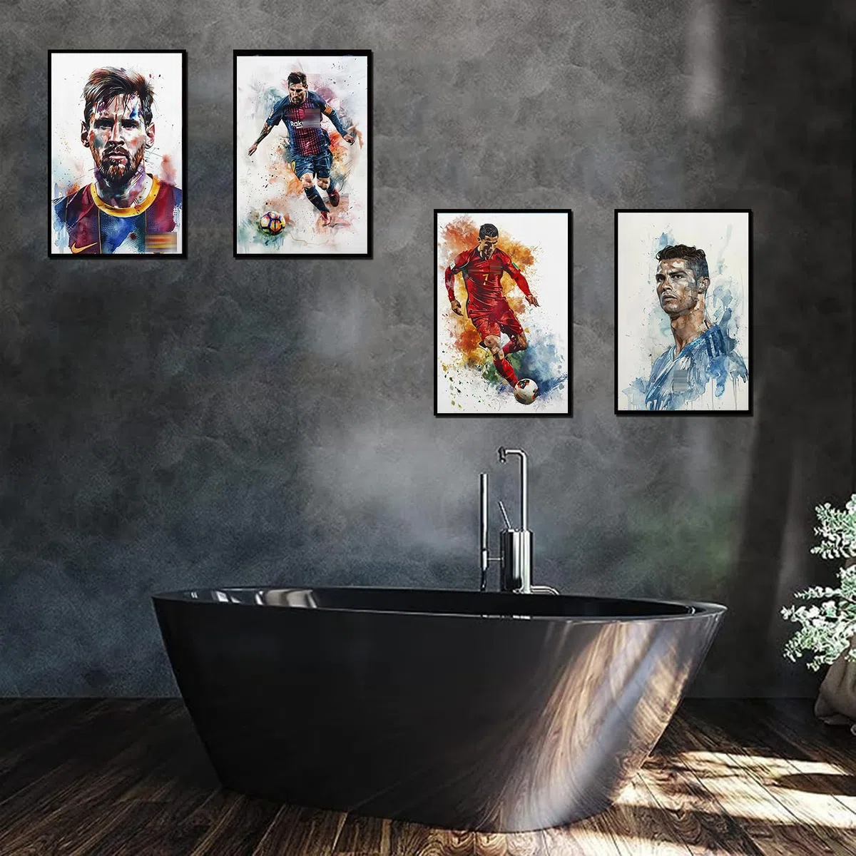 NebulaNova Ronaldo, Messi und Neymar Poster Set - Kunstdruck-Poster fr Wohnzimmer, Raumdekoration - Unframe 8x12 inch (20x30 cm), Set von 4 Postern