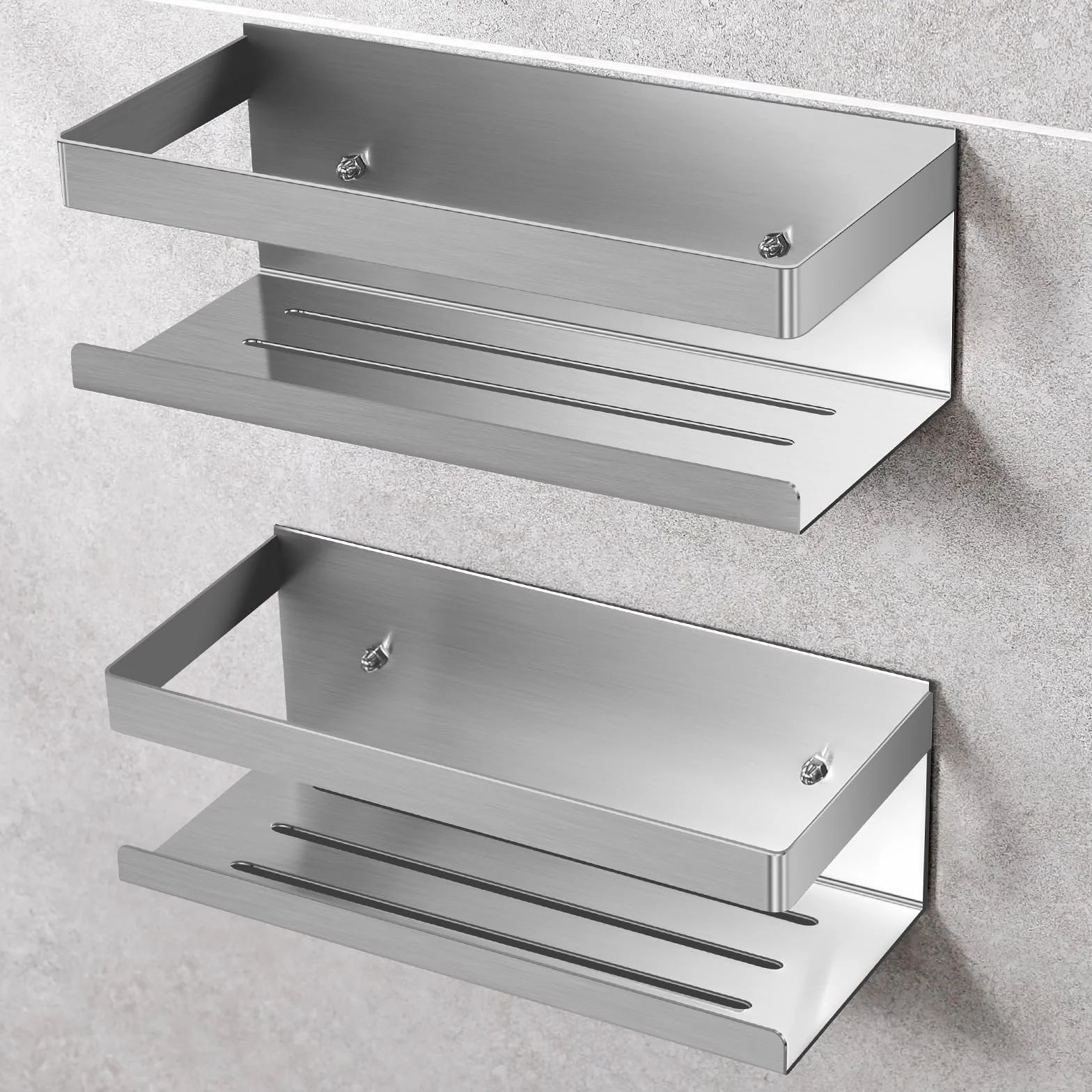 Duschablage Ohne Bohren, Duschregal aus Edelstahl SUS304, 2 Stück Badezimmer Regal Organizer, Shampoo Duschgel Halterung für Dusche (Silber 2 Stück)