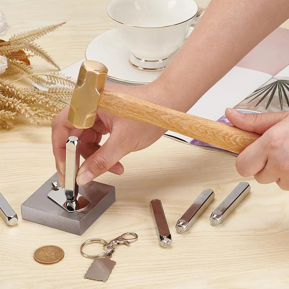 BENECREAT Vorschlaghammer Aus Messing, 23cm Langer Hammer Zur Schmuckherstellung, Hämmer Mit Buchenholzgriff Für Die Schmuckherstellung
