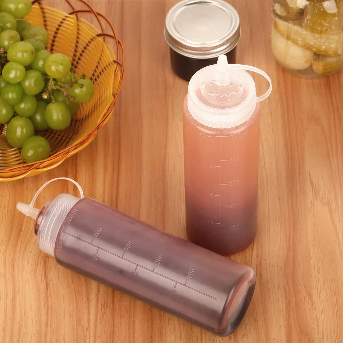 Squeeze Flasche Saucenflasche,6 Stück 500ml(16oz) Plastik Quetschflasche Mit Kappen-BPA Frei,Kein Leck,Dosierflasche,Dressingshaker für ketchup flasche,Saucenspender,Gewürzflasche