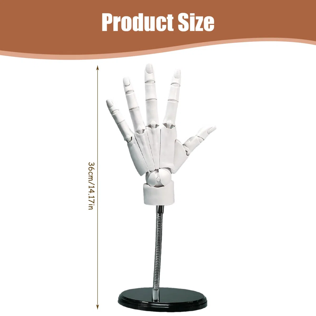 Gelenkhand 1:1 8x14 Zoll linkes Handmodell mit beweglichem Gelenk und Basis, DIY-freundliches PVC-Modell zum Zeichnen, Malen, Skizzieren, weißes Handmodell zum Zeichnen, Gliederhand