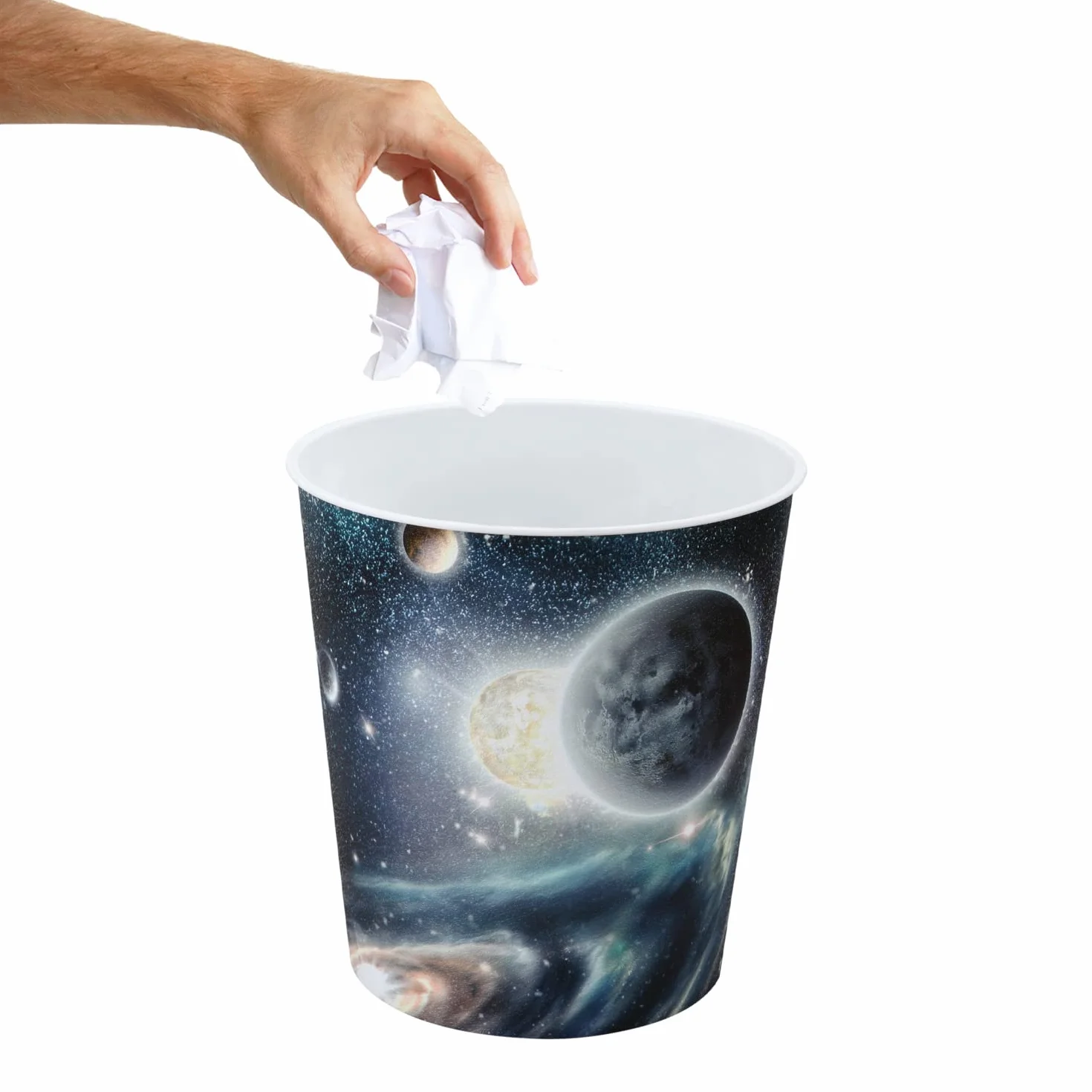 Idena 10487 - Papierkorb Kinder, Weltraum Motiv, 9 Liter Fassungsvermögen, aus PP, Mülleimer für Kinderzimmer