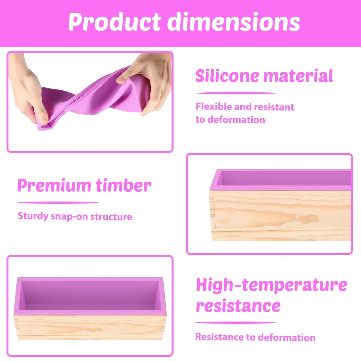 2 Stück Seifenformen Silikon, 1200ML Seifenform mit Holzbox, Rechteckig Silikonform Seife, Seifenherstellung Zubehör Form, vielseitig Silikonformen für Seife Selber Machen Kuchen Pudding
