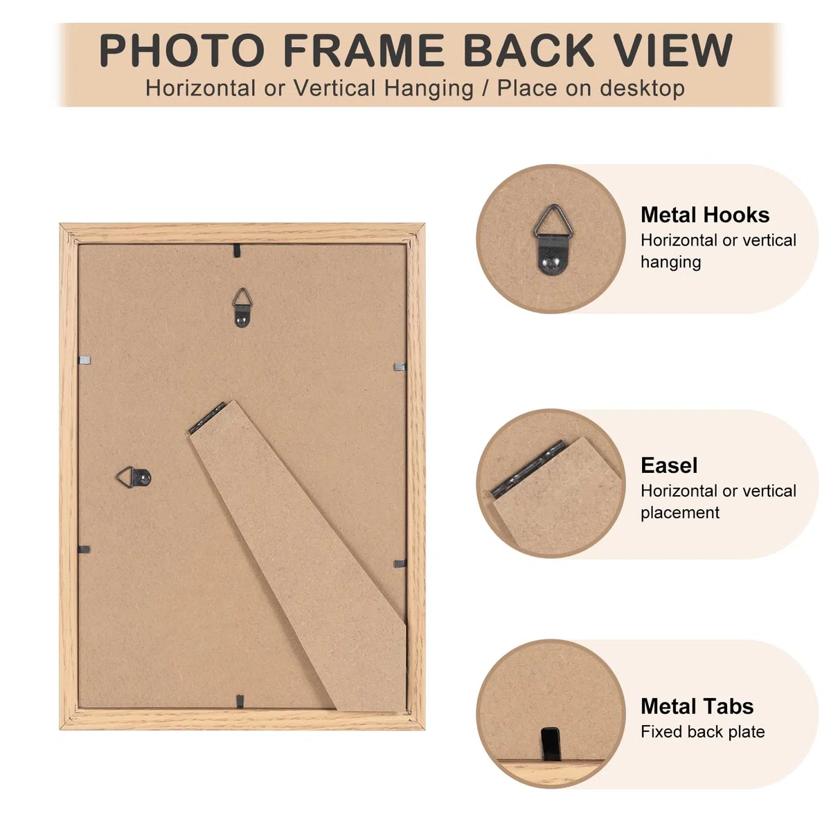 Bilderrahmen A4 MDF Holz Natur,3er Set 21x29.7cm Fotorahmen,DIN A4 Rahmen mit Acrylglas, Picture Frame 21x30 zum Aufhängen, 30x21 Holzrahmen mit Passepartout für A5 Dokumente,Zertifikate,Fotos,Poster