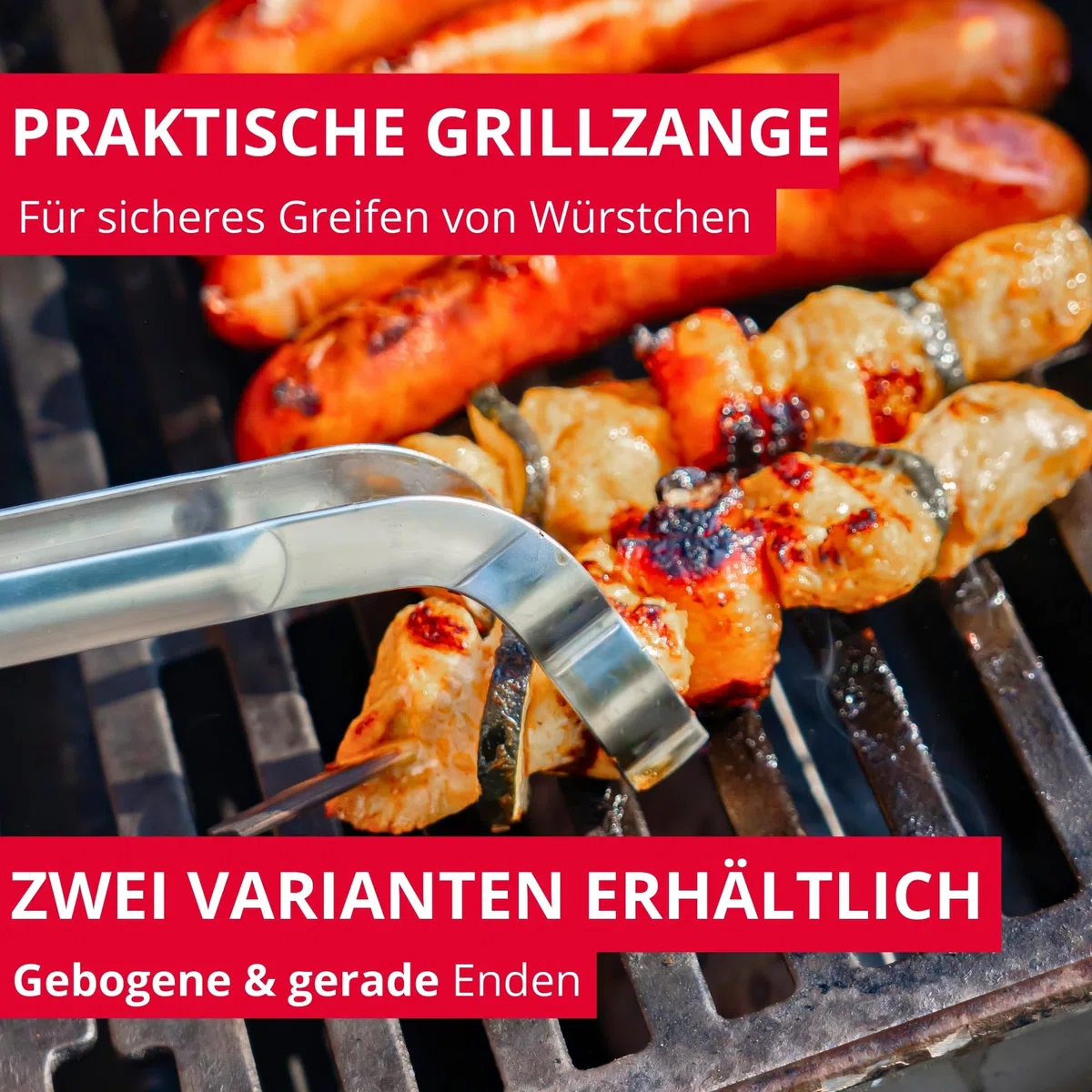 Westmark Grillzange gebogen, hochwertige Barbecuezange, spülmaschinengeeignet, rostfreier Edelstahl, Länge: 33,9 cm, Silber, 12742270