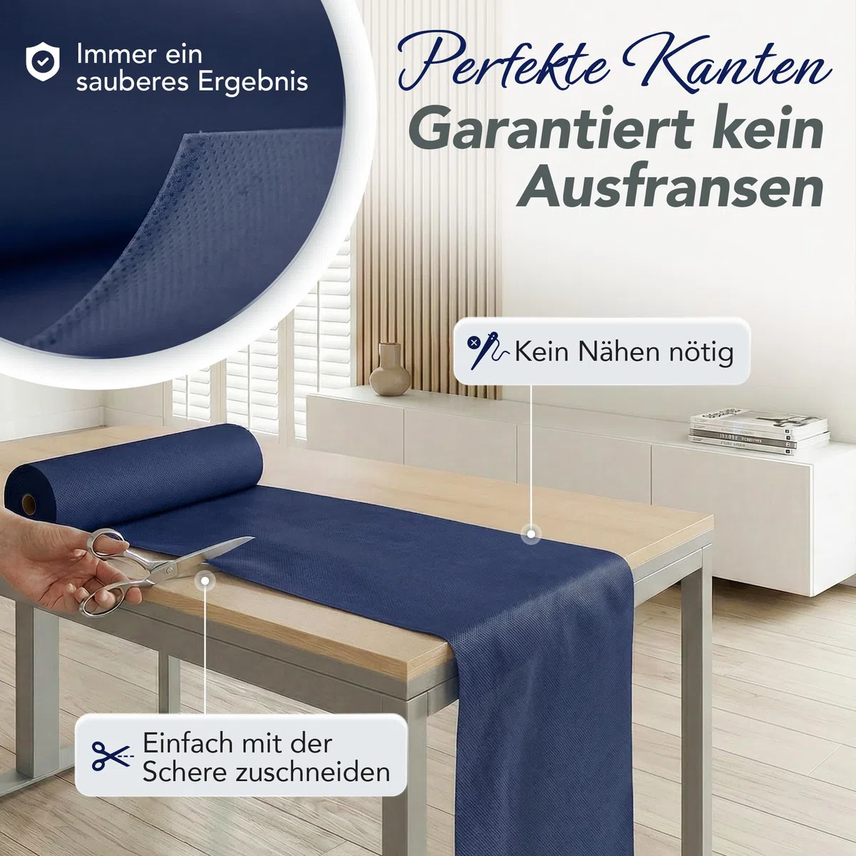 Vlies Tischläufer Dunkelblau [30cm x 25m] - Einweg Tischband als edle Tischläufer Tischdeko für Hochzeit, Kommunion, Taufe, Geburtstag, Weihnachten und Biertisch Feste