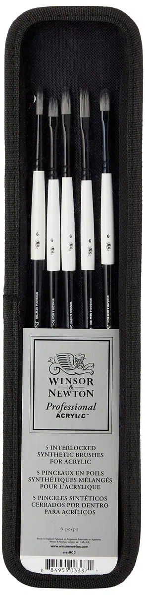 Winsor & Newton Professional Acryl Pinsel langem Griff, 5 Stück