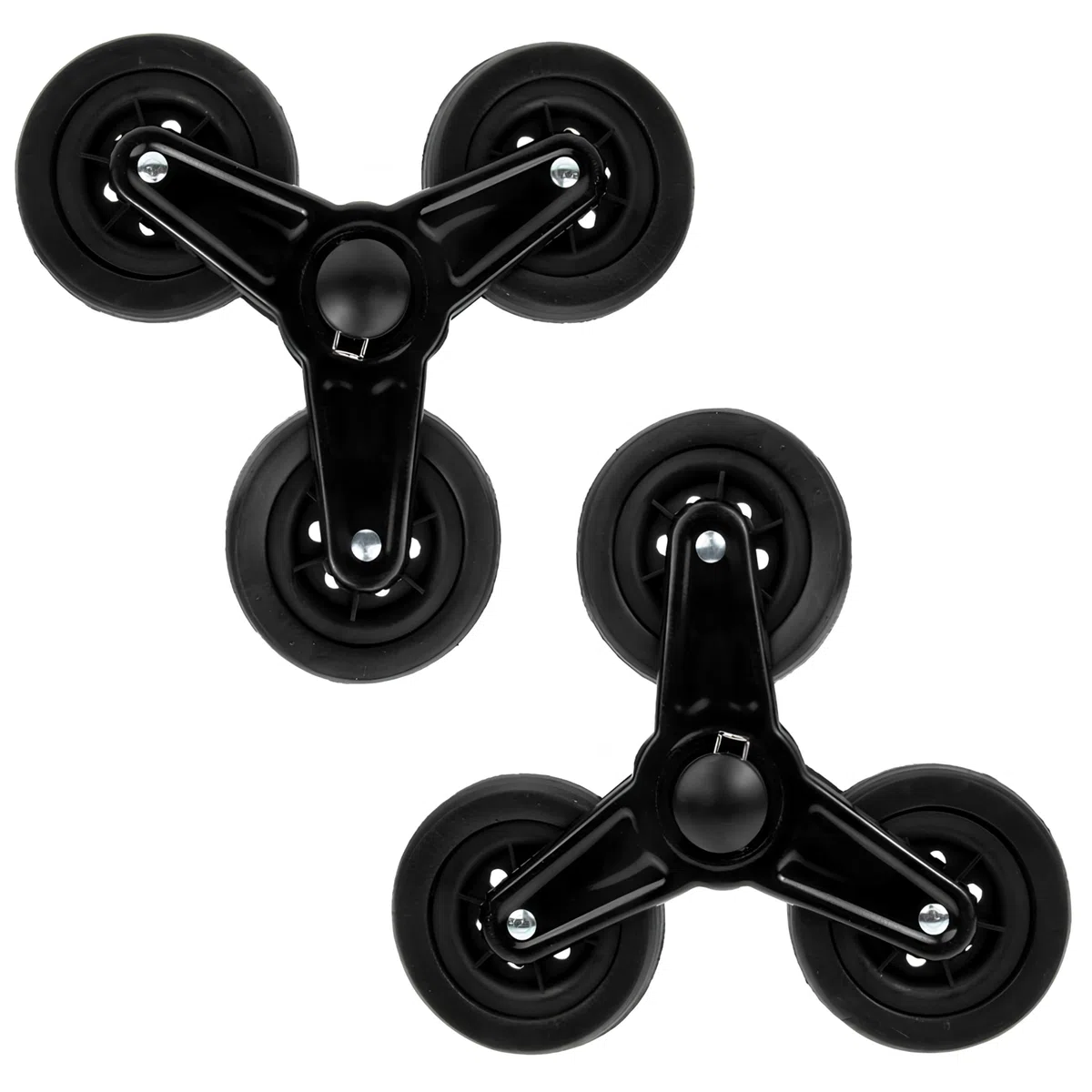2er-Pack, Einkaufstrolley Ersatzräder, Ersatzrad für Treppenkletterer Sternrad Dreiringrad, Einkaufstrolley Ersatzräder 22 cm, Rutschfeste Räder für Tragbare Treppensteiger, Schwarz, Eisen