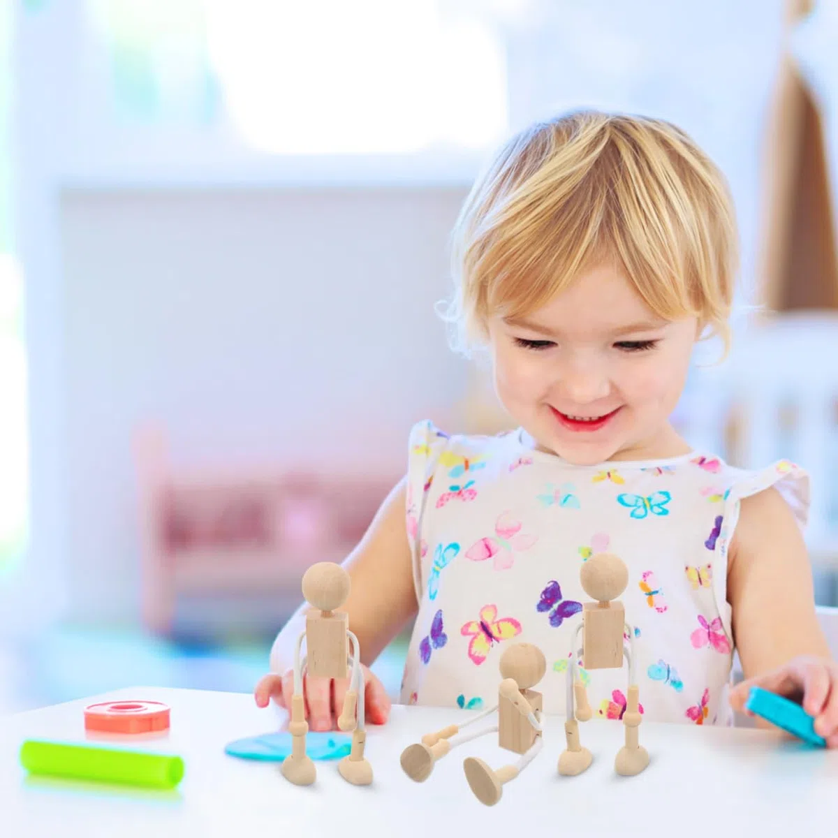 EXCEART 12 Stk Kinderpuppen Hölzerne Wäscheklammerpuppen Kokeshi Puppen Selber Machen Roboter Unfertige Holzdekoration Selber Machen Lernspielzeug Gewöhnliche Kleinkind Marionette Bambus